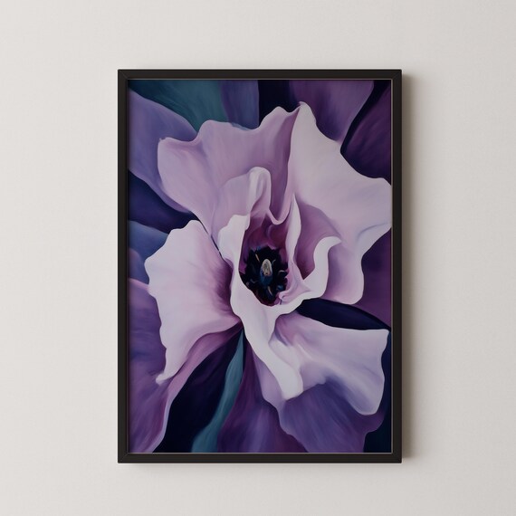 Georgia O'Keeffe Style Purple Blossom Abstract Floral Poster