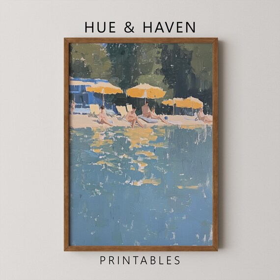 Lake House Art Print, Impressionist Swimmers