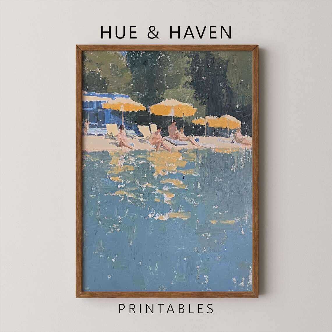 Lake House Art Print, Impressionist Swimmers