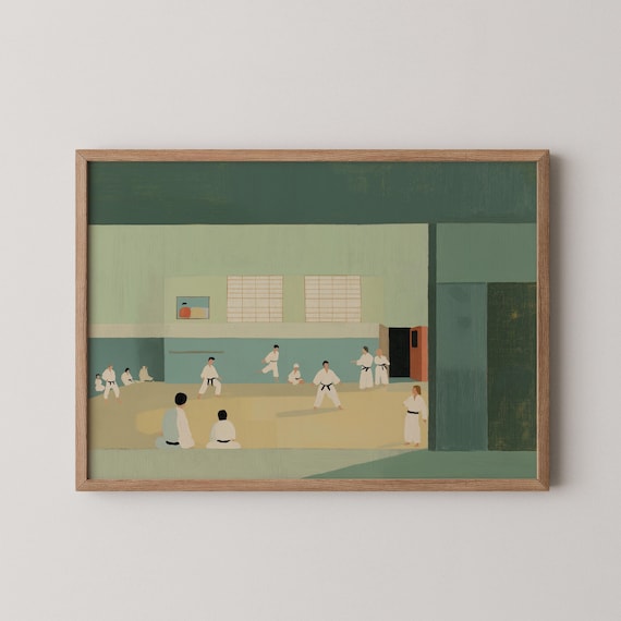 Taekwondo Dojo Martial Arts Training Green Minimalist Dojo Art Print