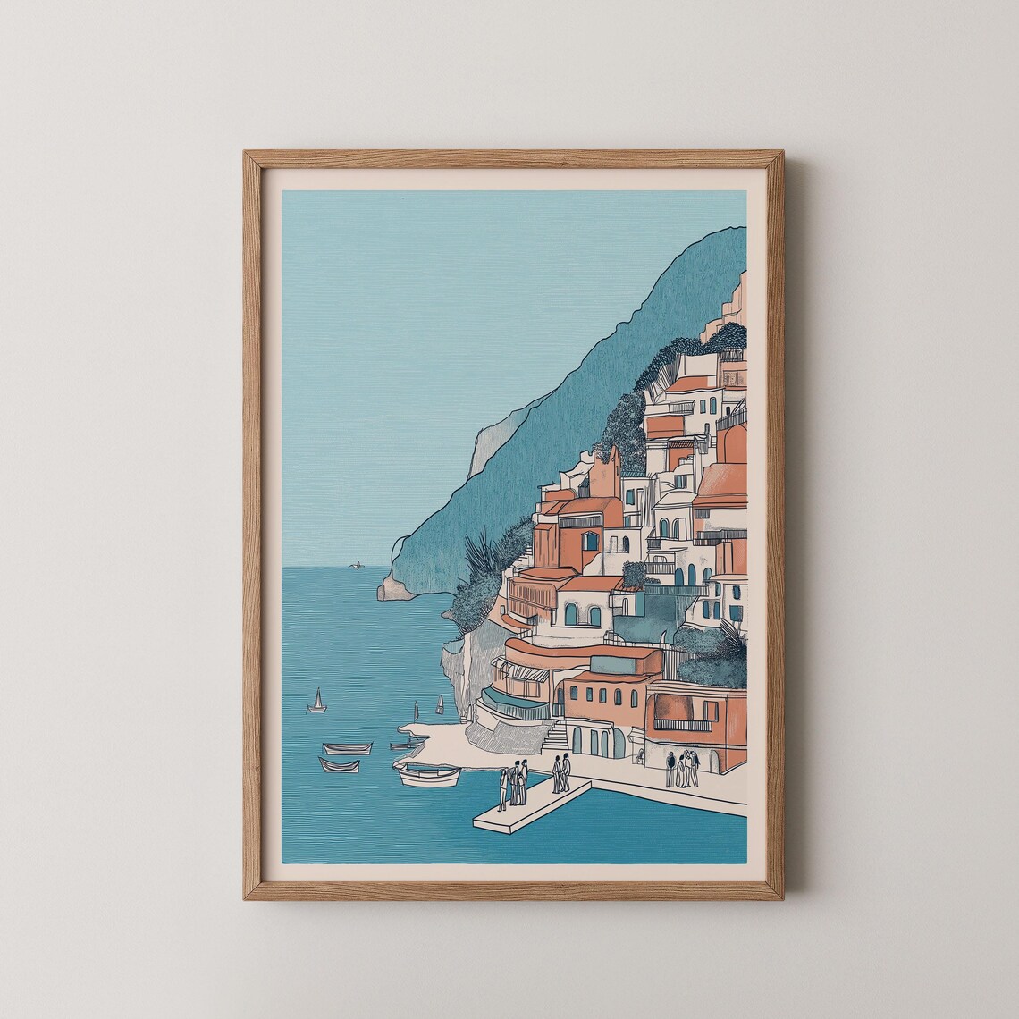 Positano Italy Amalfi Coast Cliffside Village Seaside Poster