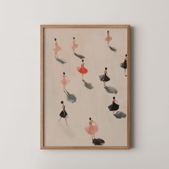 Tiny Ballerinas Art Print, Minimalist Ballet Nursery