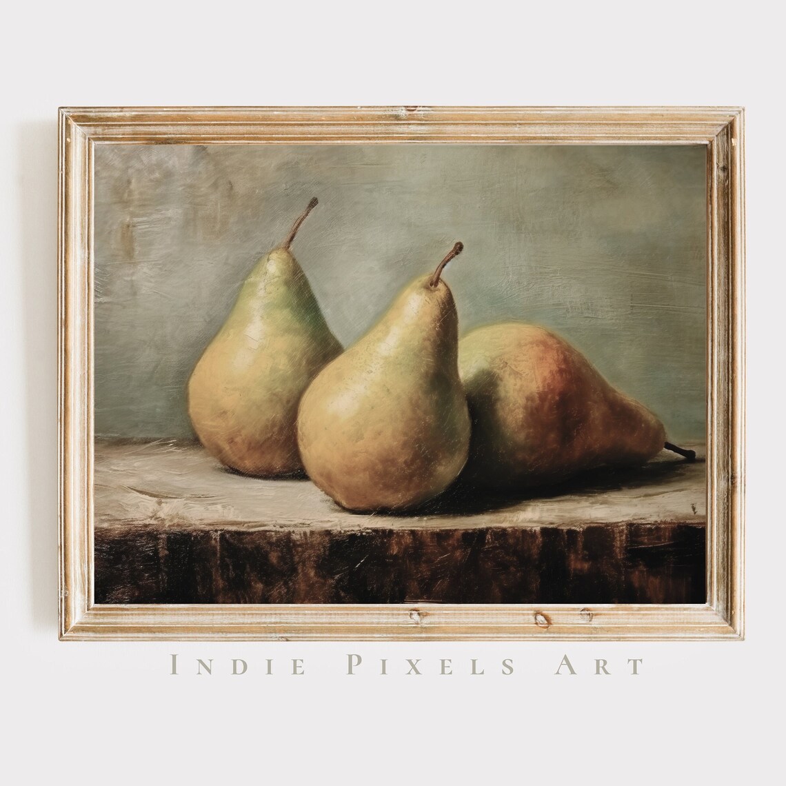 Moody Fruit Print Kitchen Vintage Painting Fruit Still Life Painting Fruit Pears Wall Art Rustic Still Life Wall Print