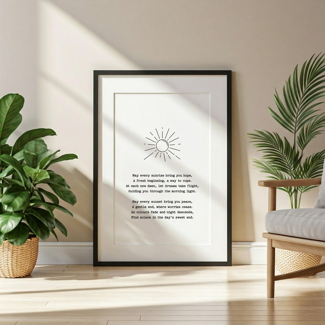 May Every Sunrise Bring You Hope Sunrise Poem Sun Line Art Poster - Image 2