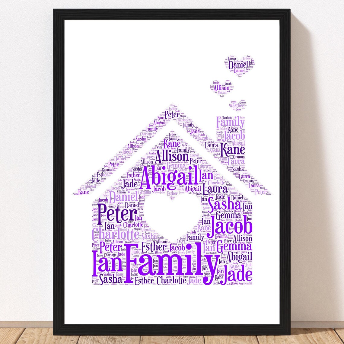 Personalised House Word Cloud Print New Home Family House Warming Gift A5 A4 Framed Or Unframed Wall Art Home Decor