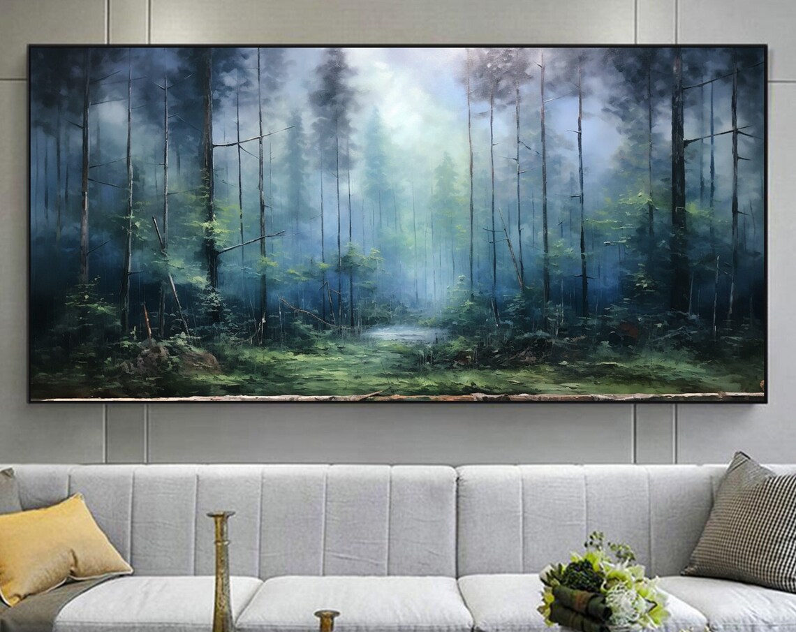 Abstract Forest Oil Painting Art Print, Living Room Decor - Image 6