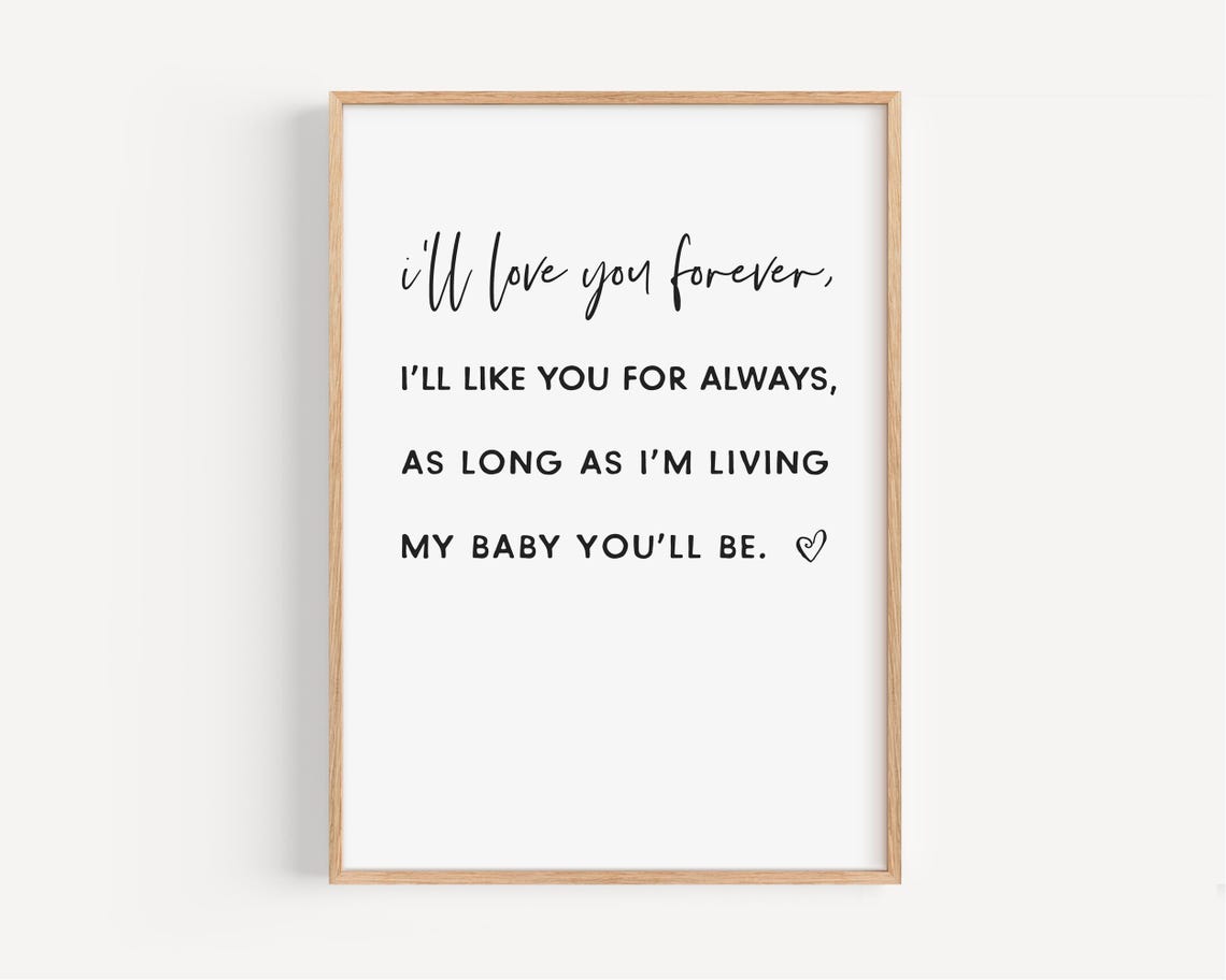 Nursery Wall Art Ill Love You Forever Sign Baby Girl Nursery Decor Baby Shower Gift Poster Newborn Room Art