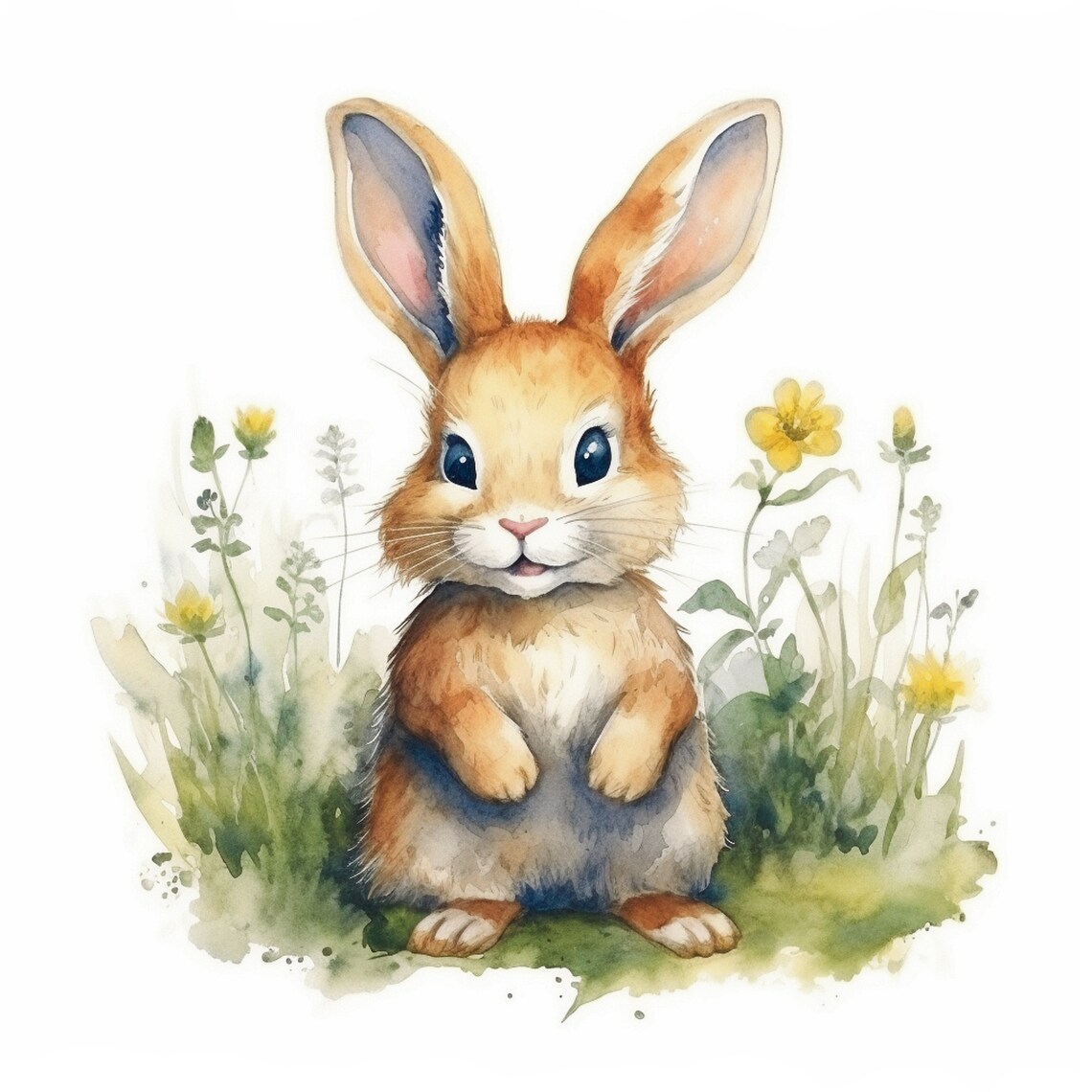 Cute Watercolor Rabbit For Your Childrens Room Artistic Of A Rabbit