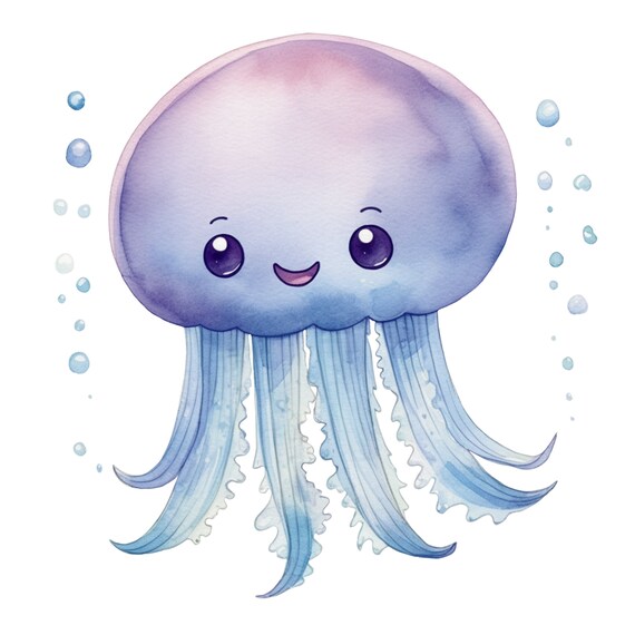 Cute Jellyfish As A Poster For Your Childs Room Unique Jellyfish Picture In Watercolors To And Print Yourself