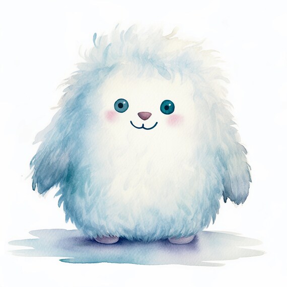 Cute Yeti In Watercolor For Your Childrens Room Artistic Snowman
