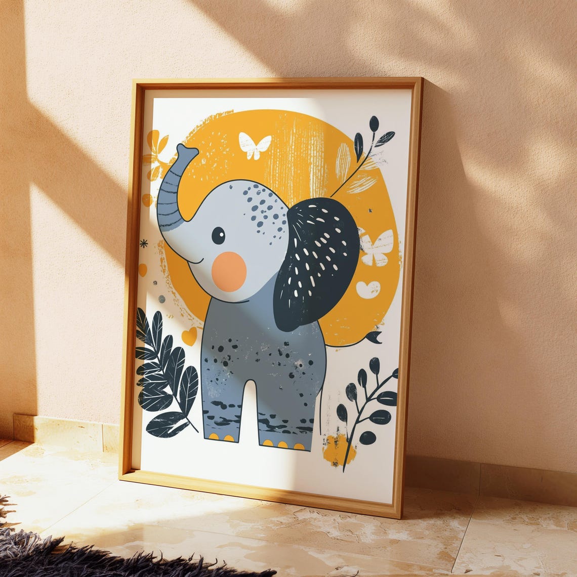 Elephant Nursery Print Playful Safari Animal Wall Art