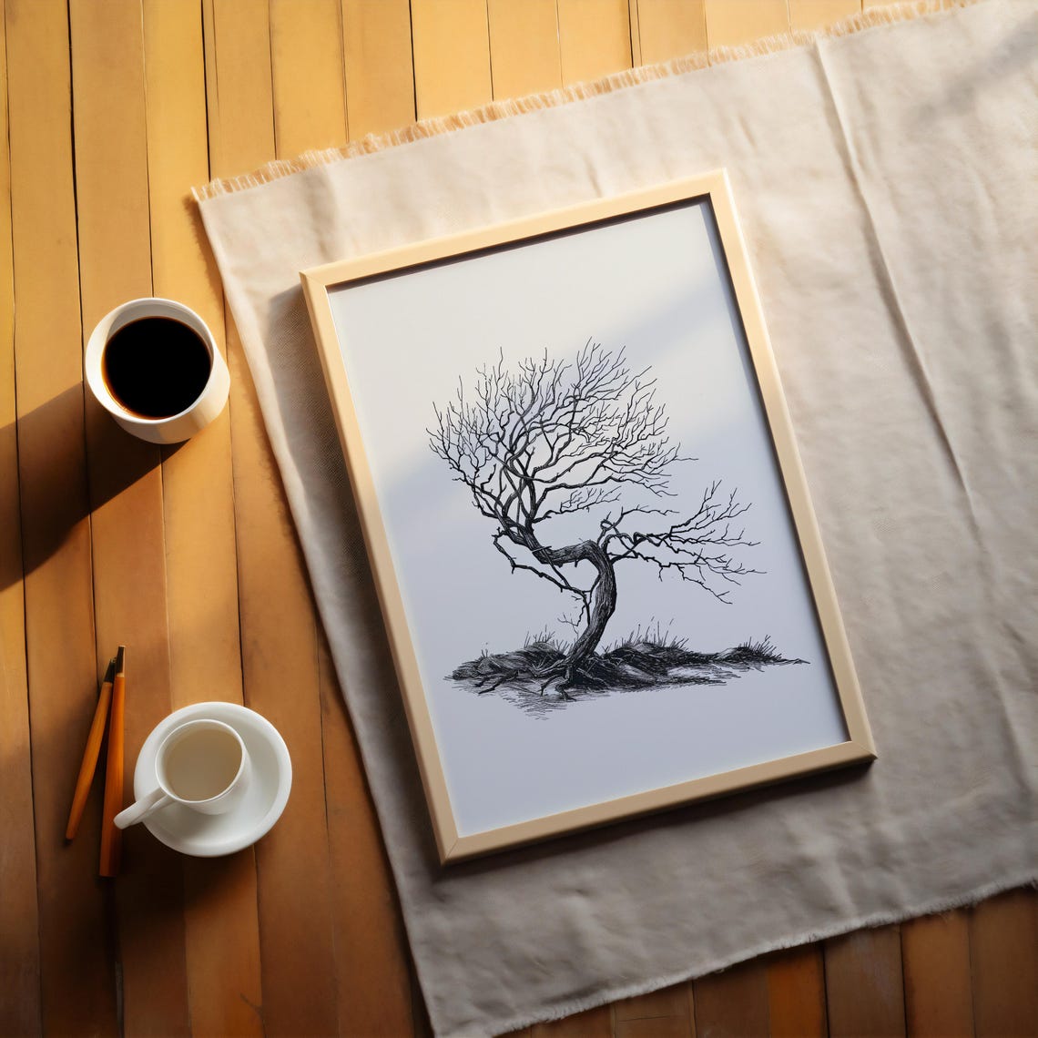 Vintage Tree Sketch Nature Print Drawing Tree Neutral Wall Art Antique Drawing Of Tree Antique Rustic Tree Sketch Art Artwork Tree Print - Image 5