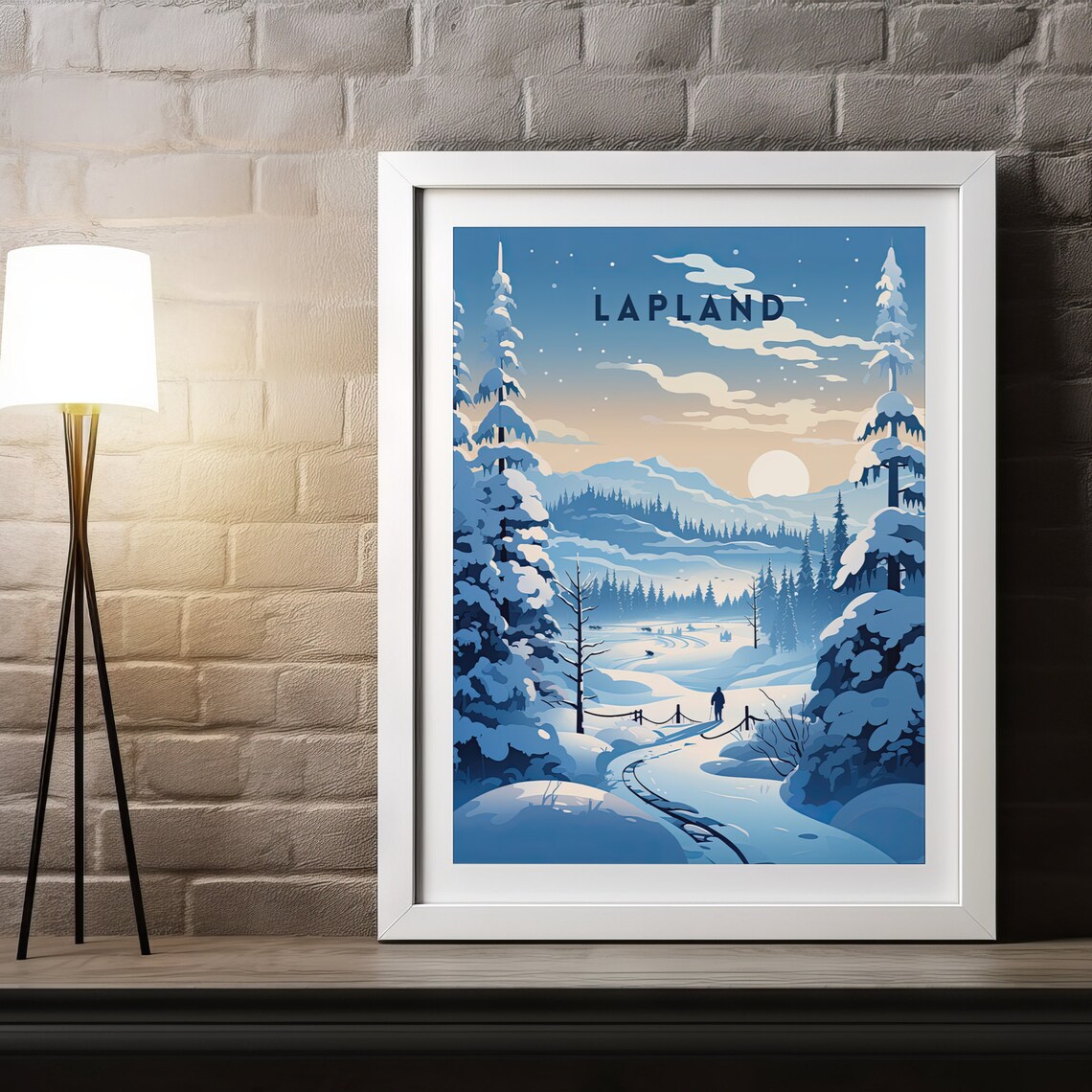 Lapland Snowy Winter Wonderland Blue Pines Vintage Travel Poster - Image 5