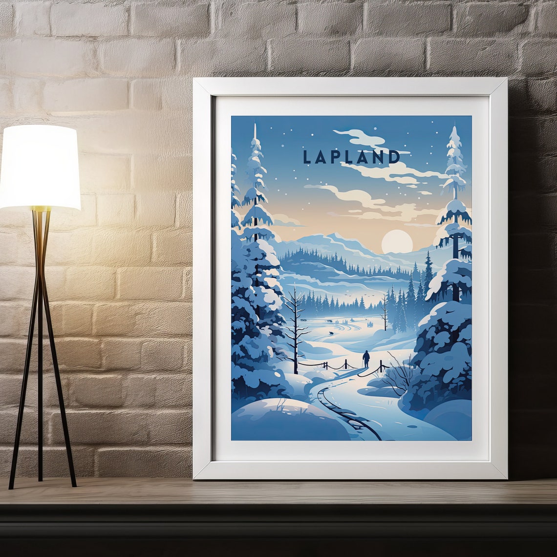Lapland Travel Lapland Poster Finland Poster Lapland Print Finland Travel Poster Retro Art Print Scandinavian Landscape Snowy Mountains - Image 5