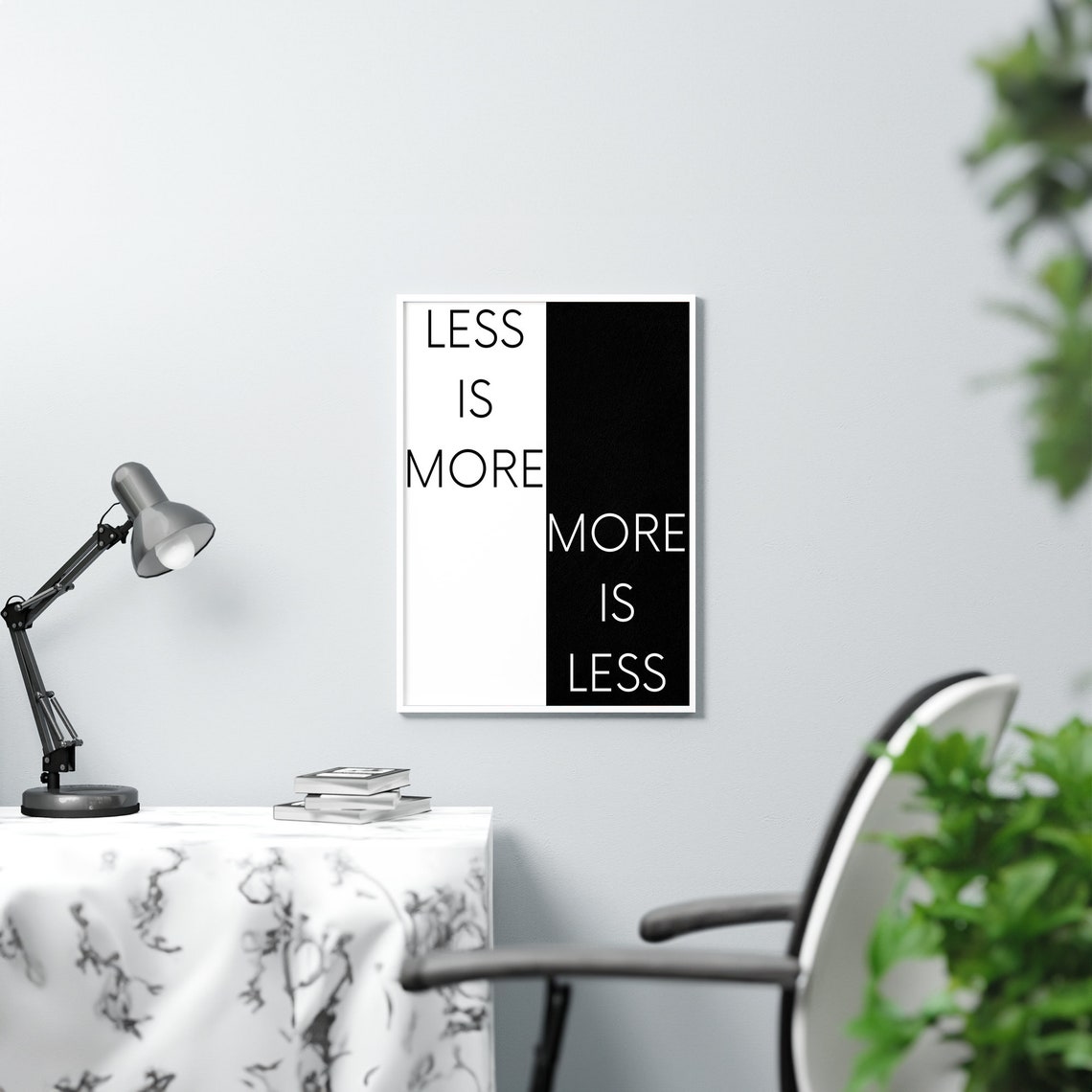 Less Is More More Is Less Split Black And White Typography Poster - Image 4