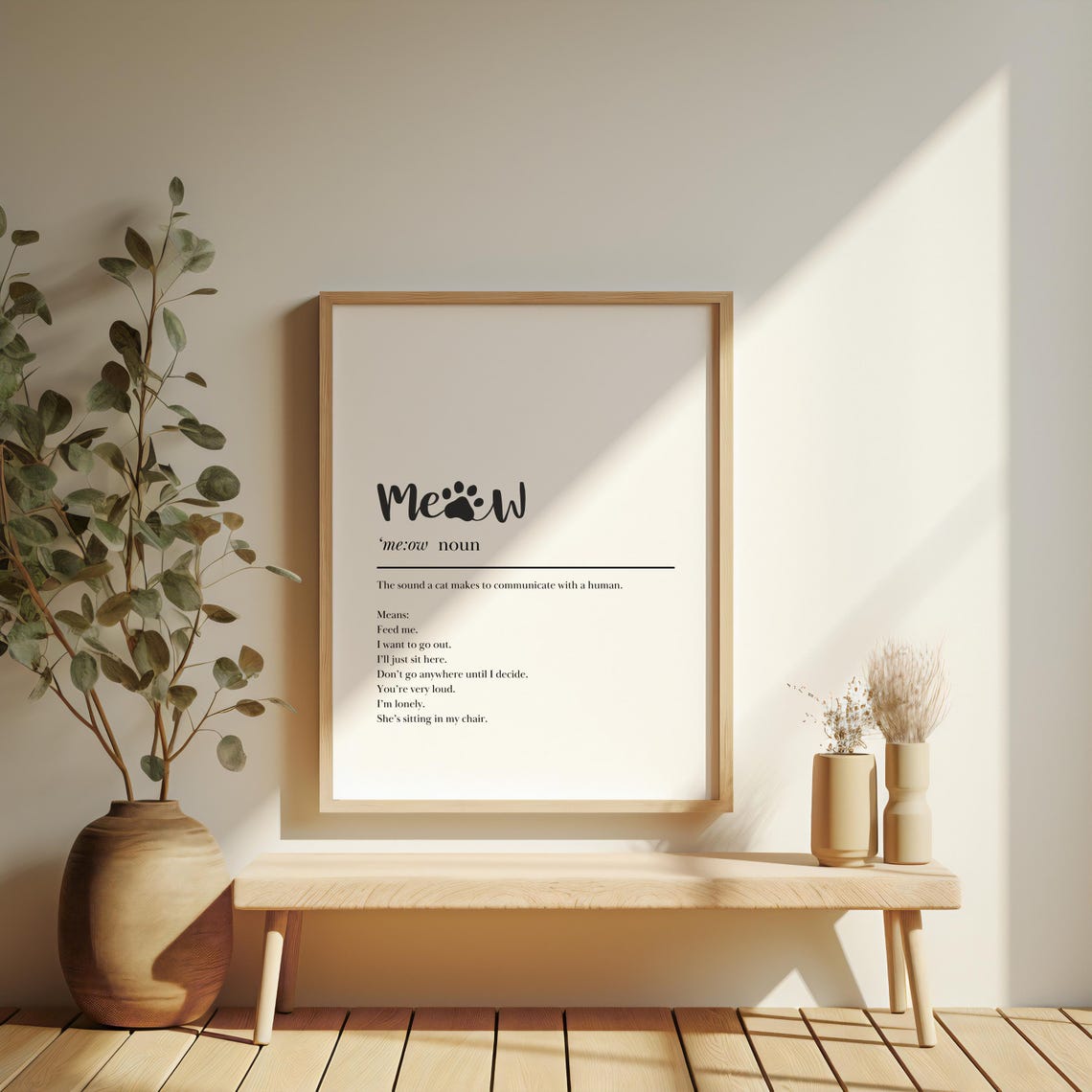 Meow Dictionary Definition Funny Cat Lover Gift Typography Print - Image 5