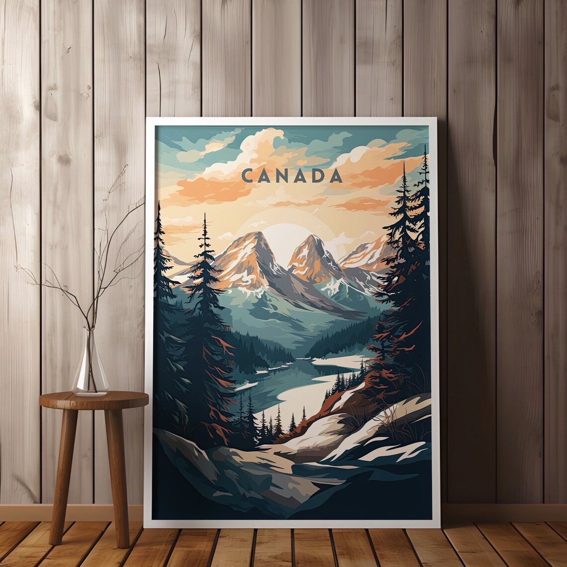 Canada Travel Poster Set of 5 Mountains Lakes Winter Scenes Art - Image 5