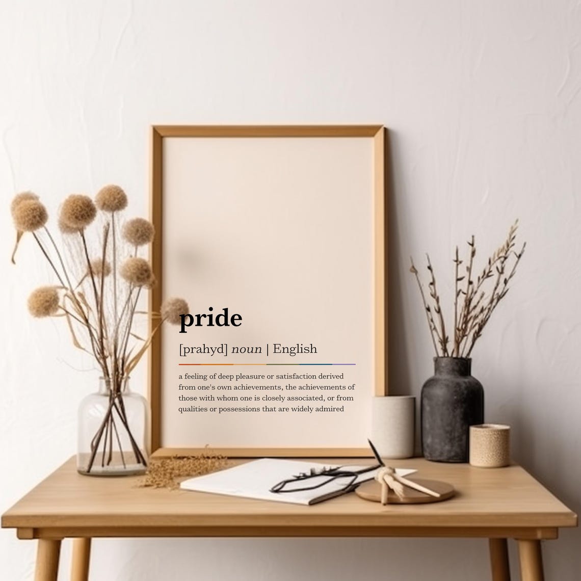 Pride Dictionary Definition Rainbow Line Noun English Poster - Image 6
