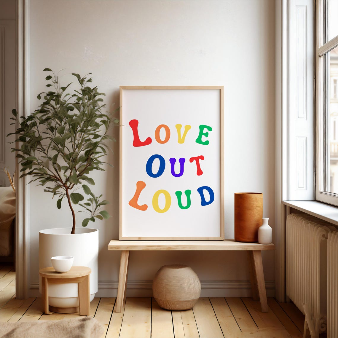 Love Out Loud Rainbow Playful Lettering Pride Affirmation Poster - Image 2