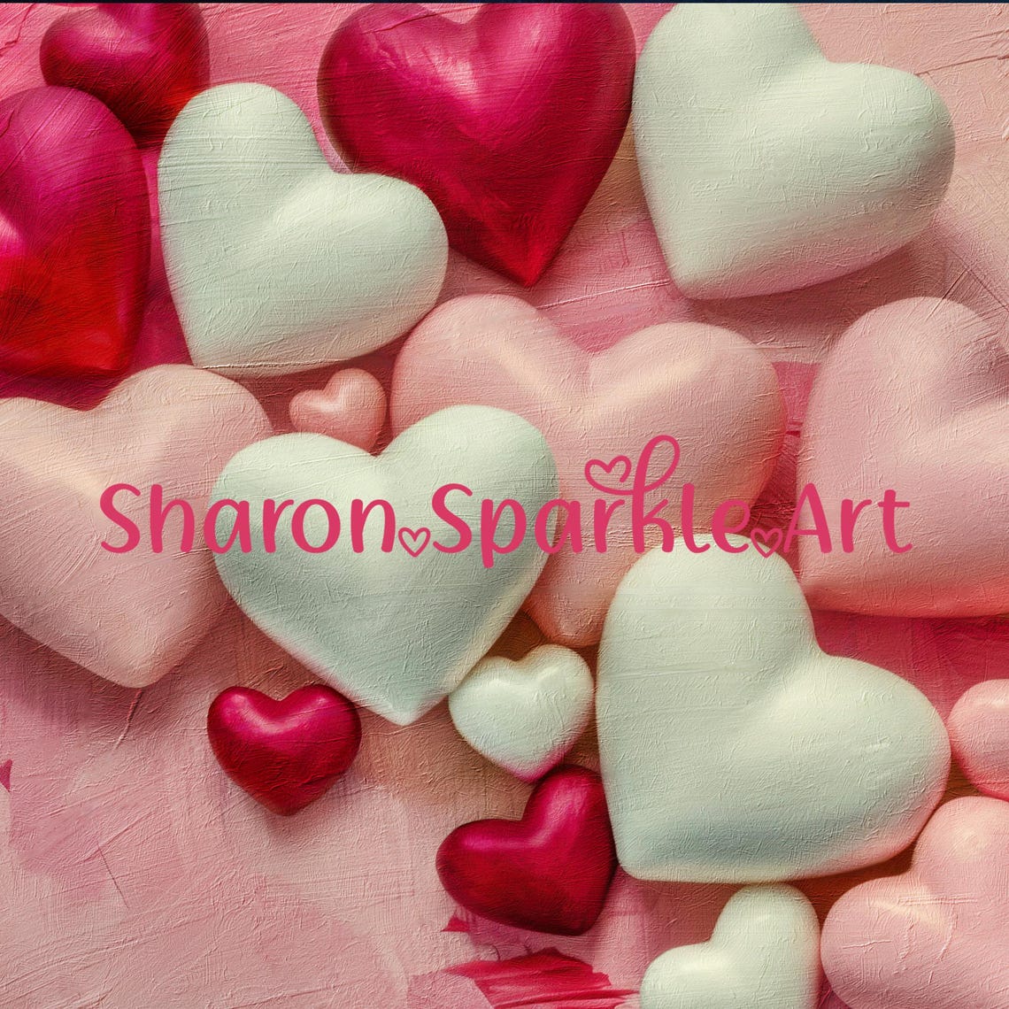 Red Pink White 3D Hearts Pink Background Valentine Love Poster - Image 4