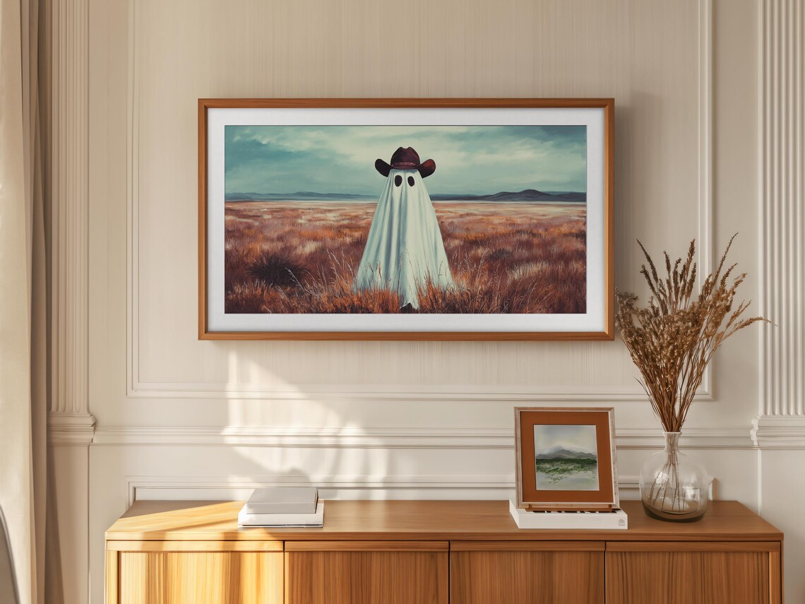Halloween Cowboy Ghost Western Landscape Art Print - Image 3