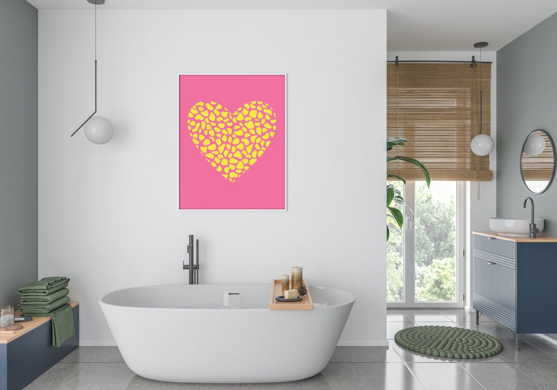 Yellow Leopard Heart Pink Preppy Girly Trendy Wall Art Poster Print - Image 5