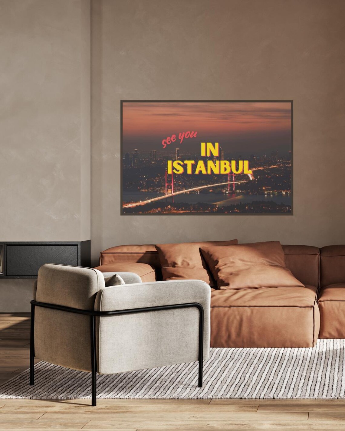 See You In Istanbul Night Bridge Retro Travel Photography Poster - Image 2