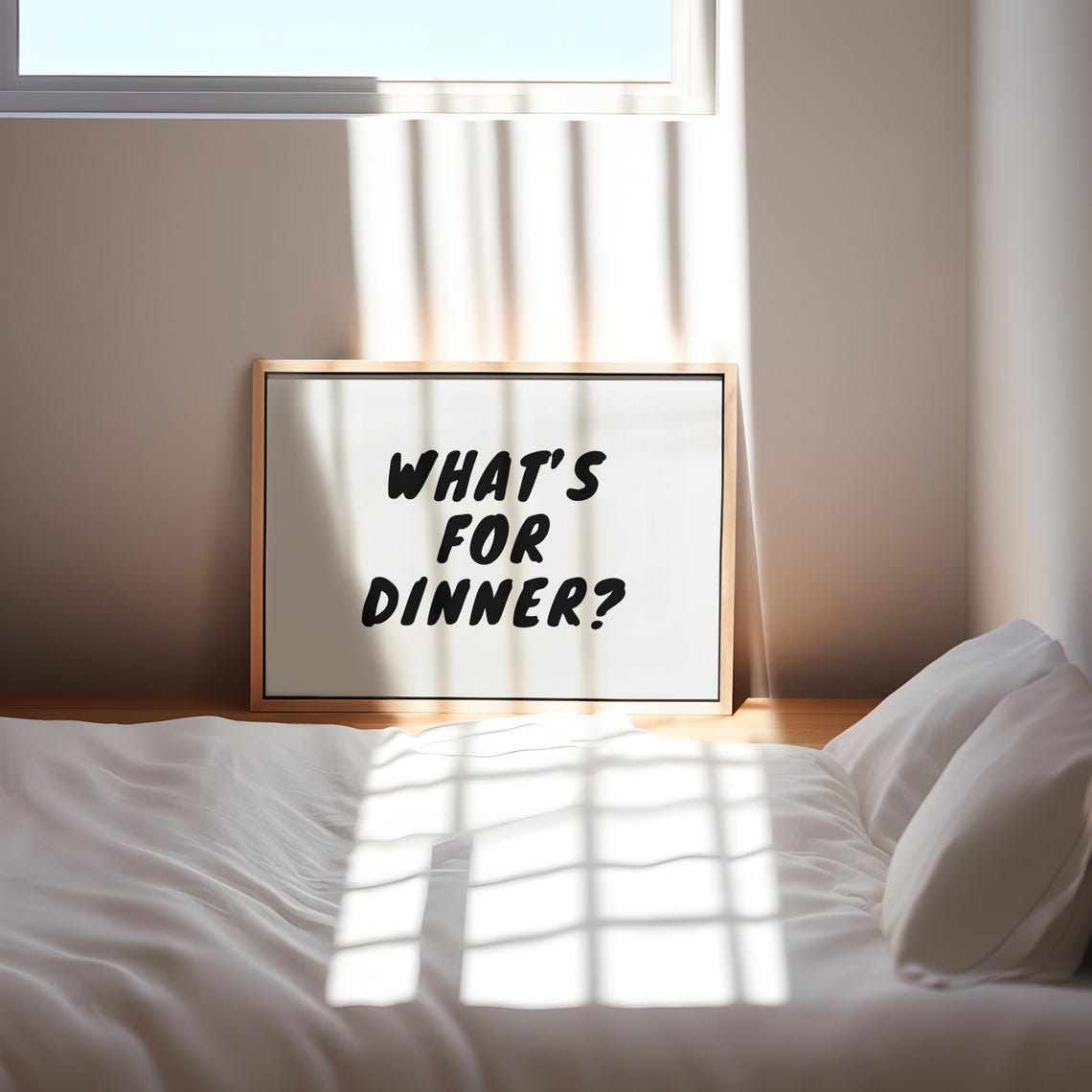Whats For Dinner Bold Black Typography Minimalist Kitchen Poster - Image 3