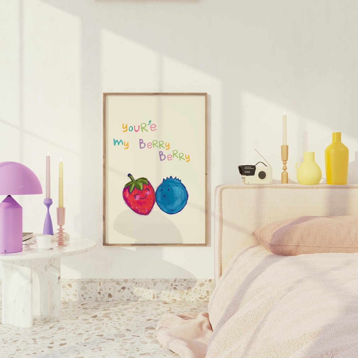 Youre My Berry Berry Strawberry Blueberry Sweet Kids Room Poster - Image 3