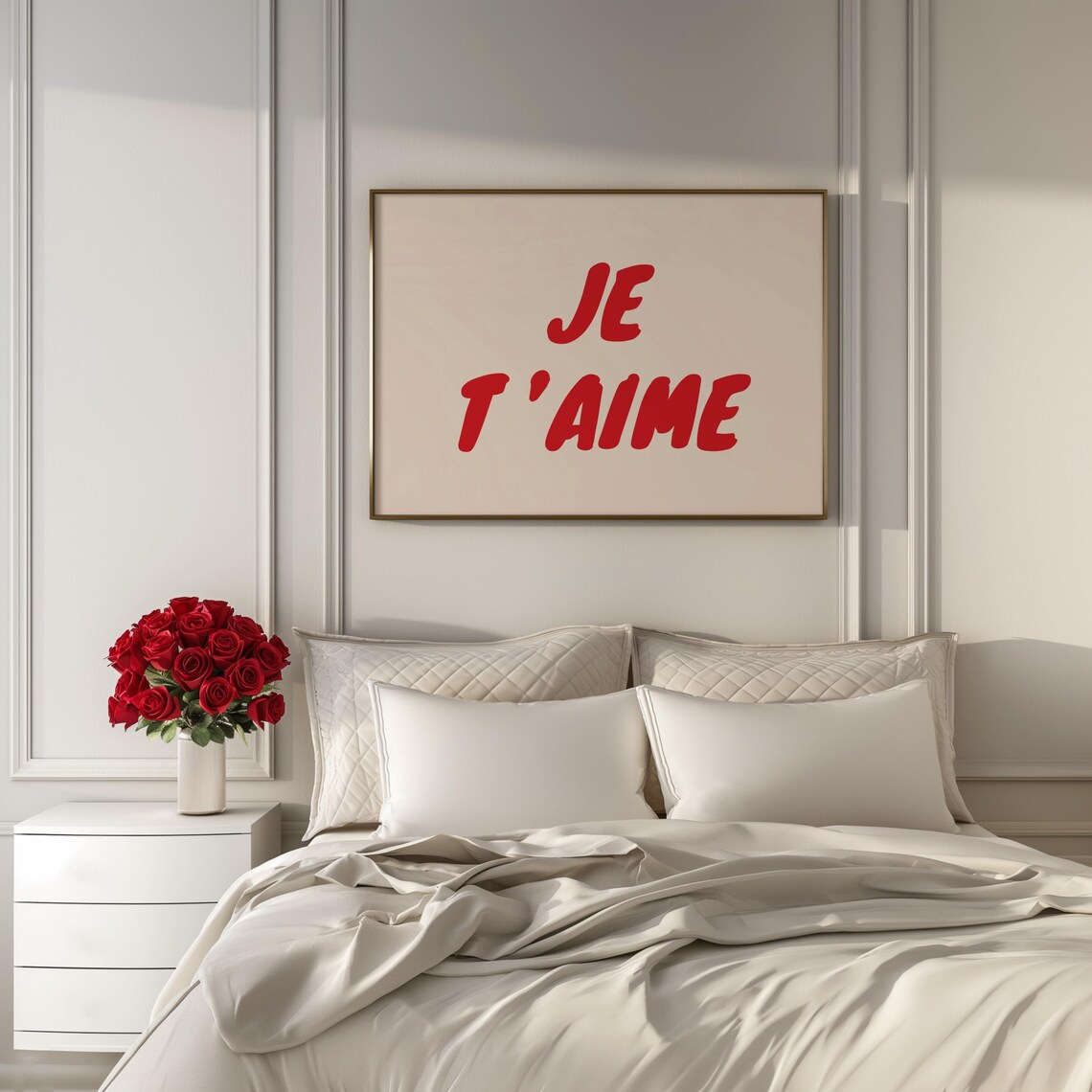 Je Taime Red French Love Quote Bold Romantic Typography Poster - Image 2