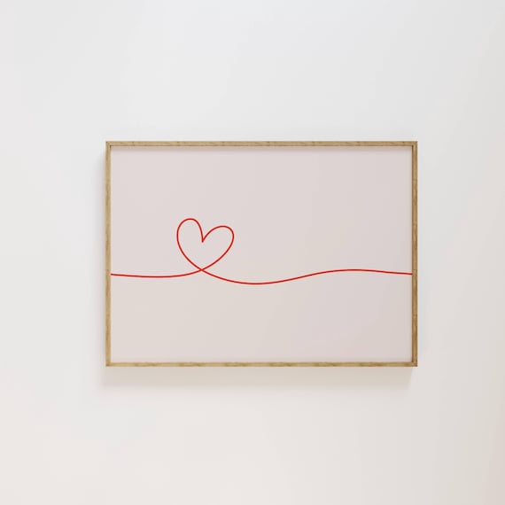 Heart Line Poster Line Art Heart Poster Print Minimal Heart Wall Art Valentines Day Poster Love Poster Girly Wall Art Cute Posters