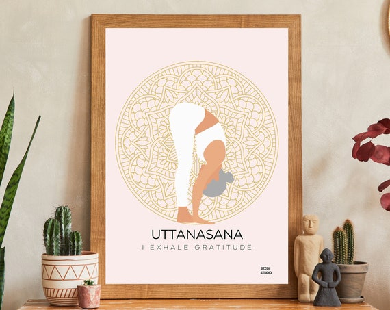 Yoga Pose Wall Artuttanasanadigital Downloadaesthetic Arti Exhale Gratitude Affirmation Postermeditation Printancient Knowledge