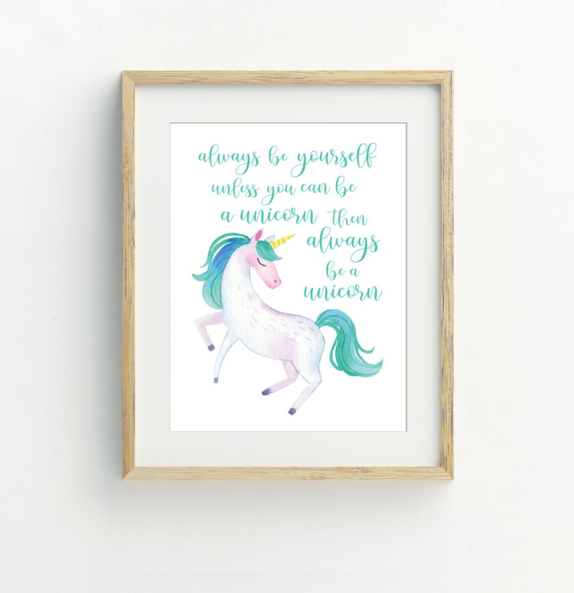 Always Be A Unicorn Inspirational Quote Watercolor Nursery Wall Art - Image 2