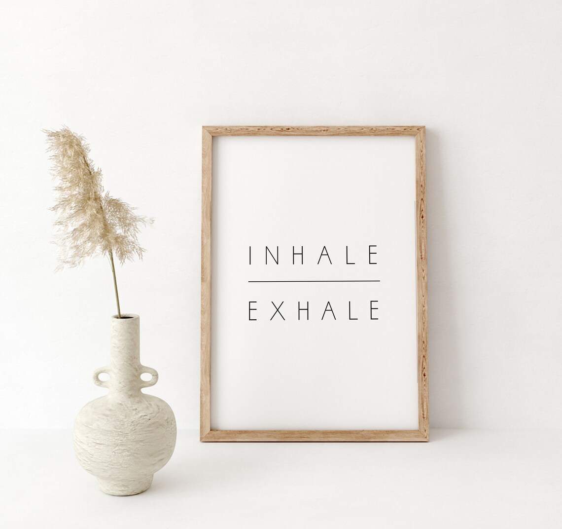 Inhale Exhale Farmhouse Bedroom Wall Art Print - Image 4