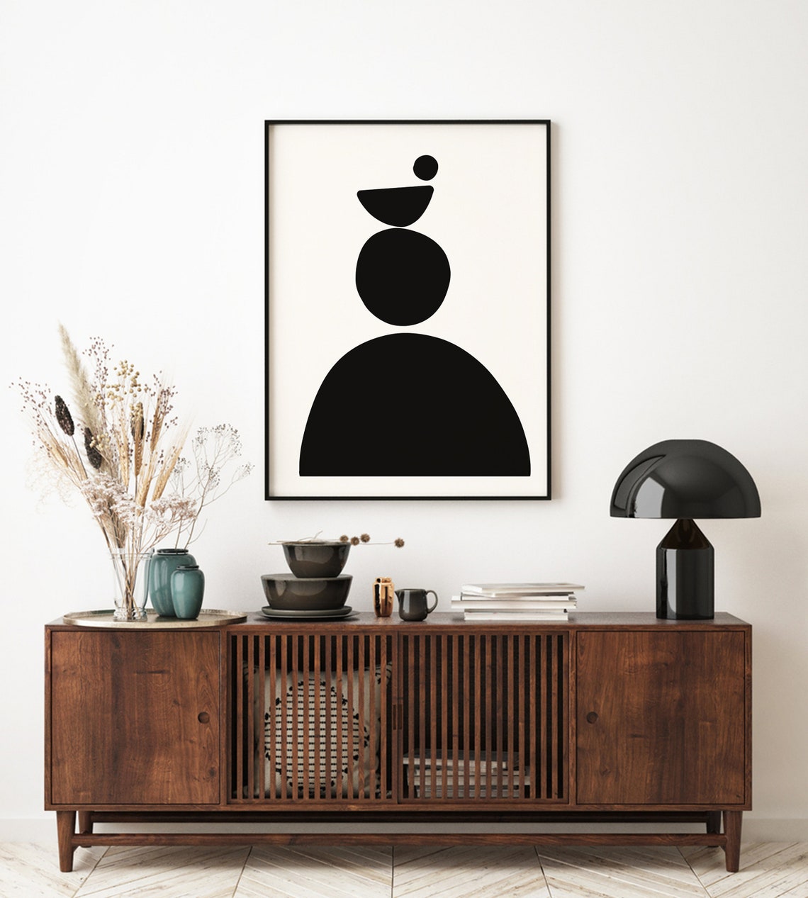 Mid Century Modern Wall Art Neutral Abstract Geometric Home Decor Black White Minimal Gallery Art Boho Home Decor - Image 2