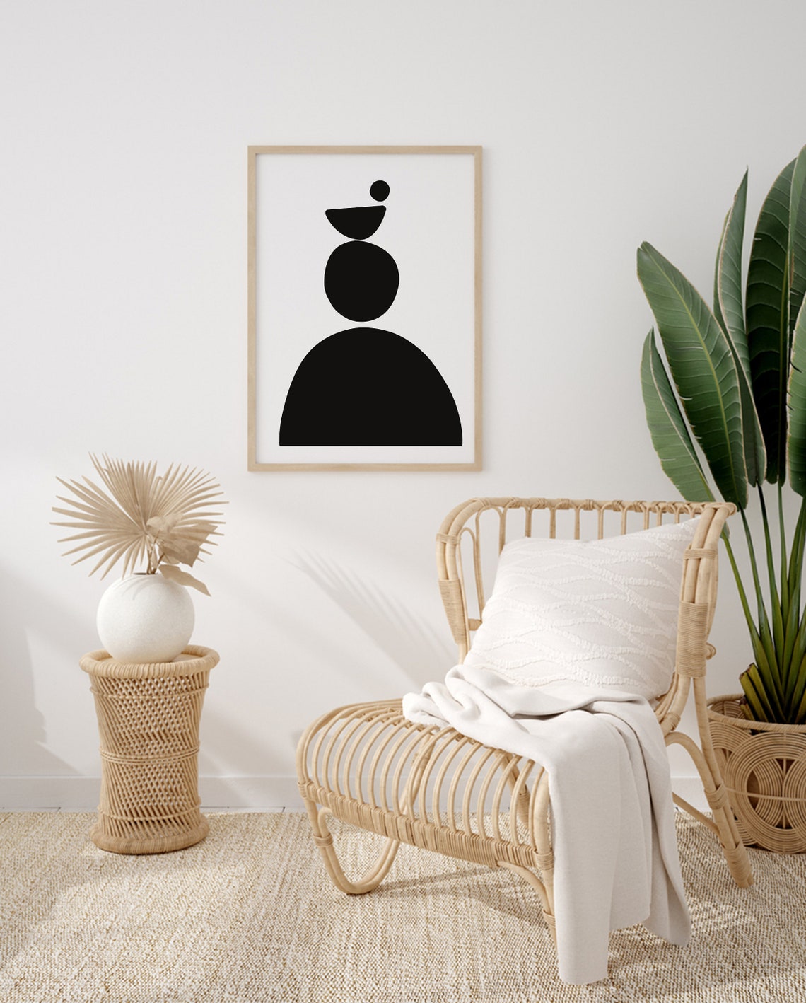 Mid Century Modern Wall Art Neutral Abstract Geometric Home Decor Black White Minimal Gallery Art Boho Home Decor - Image 5