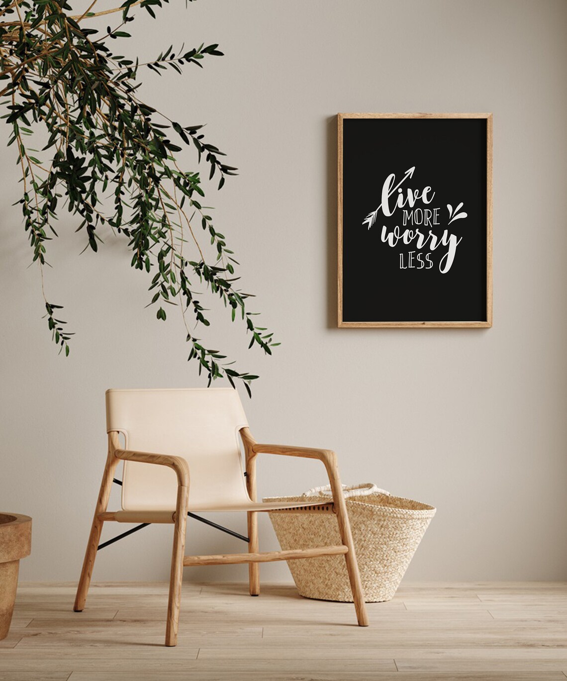 Live More Worry Less Wood Home Decor Home Decor Typography Poster Inspirational Quotes Motivational Quotes Black Background - Image 2