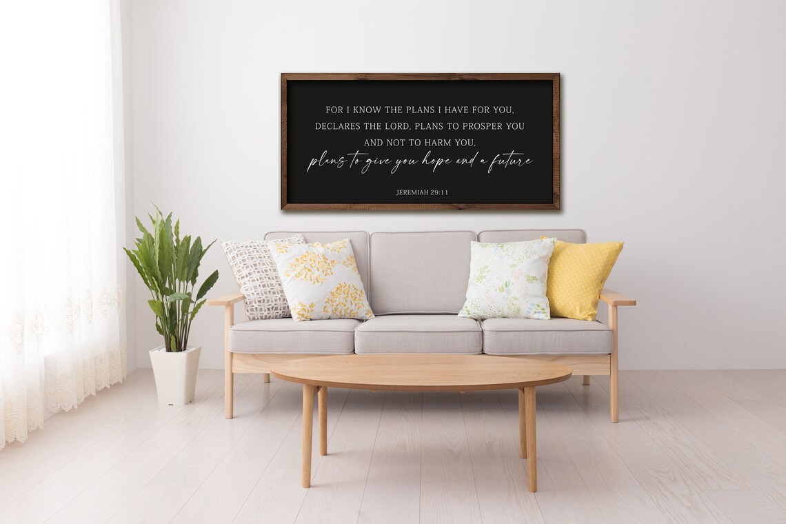 Jeremiah 2911 Plans To Give You Hope Black Horizontal Scripture Poster - Image 2