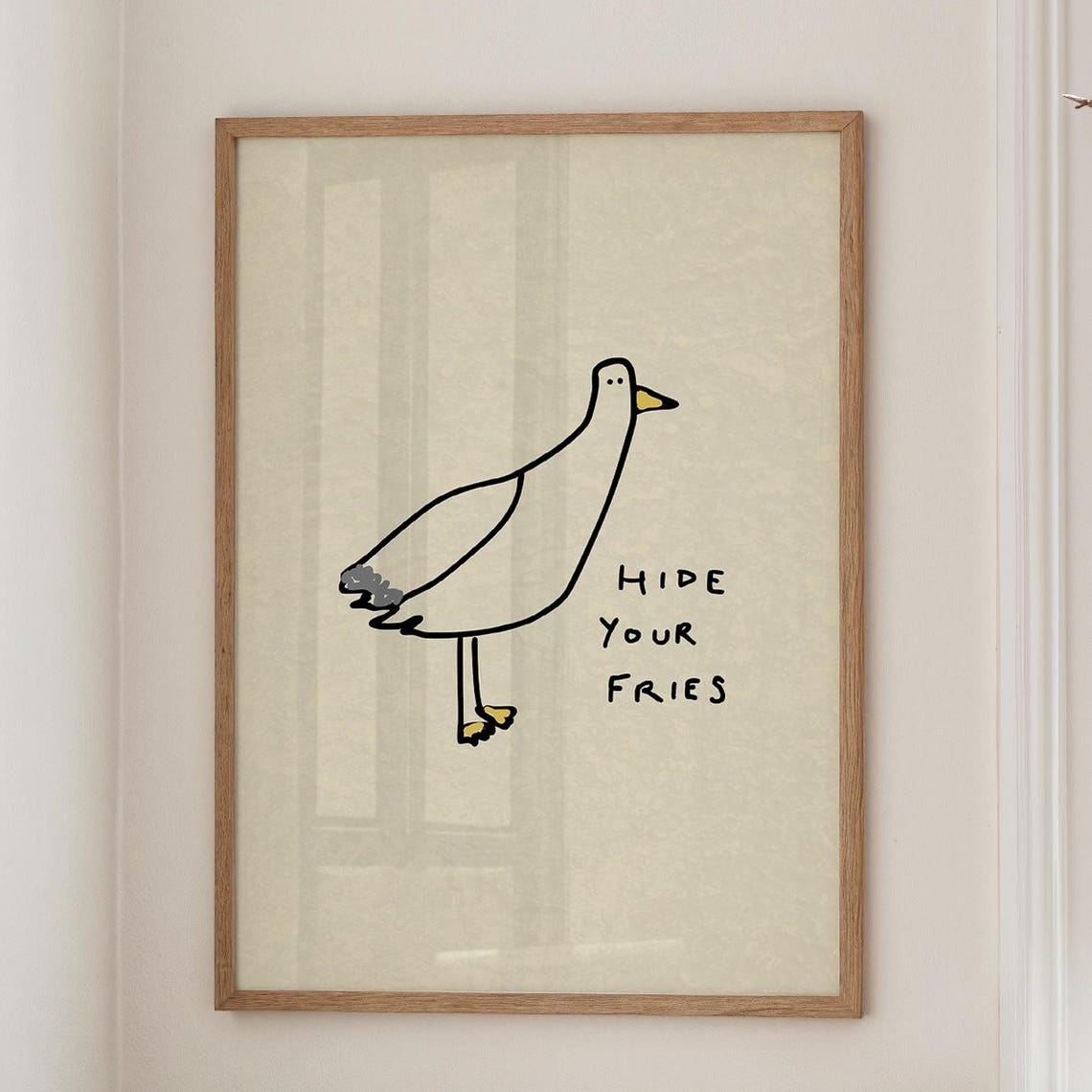 Hide Your Fries Funny Seagull Beach Coastal Humor Art Poster