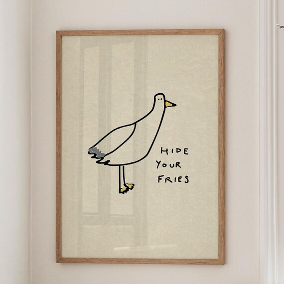 Funny Seagull Print Beach House Coastal Wall Art Digital Download