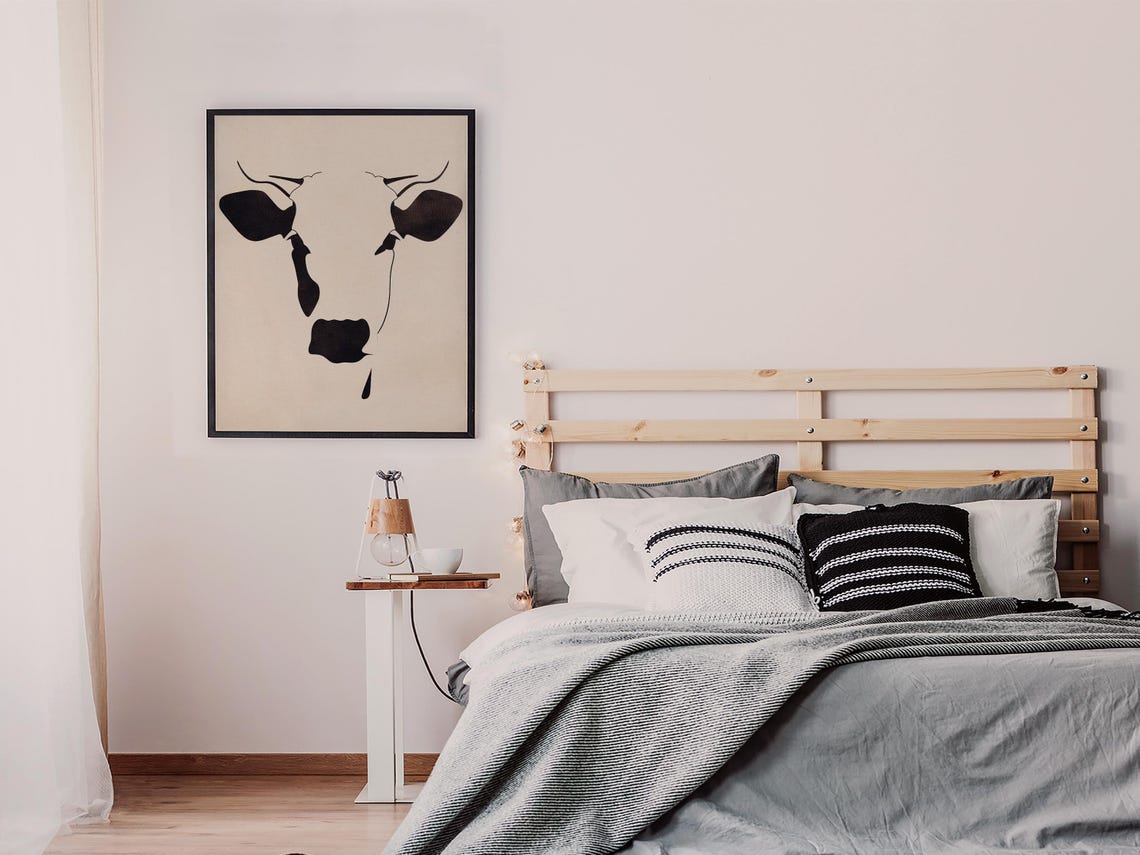Minimalist Black Silhouette Cow Head on White Background Poster - Image 7