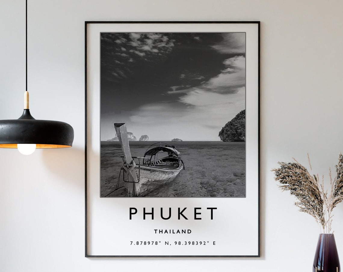 Phuket Travel Print Phuket Thailand Travel Poster Thailand Travel Print Travel Art Travel Poster Black And White Travel Gift A2a3a3