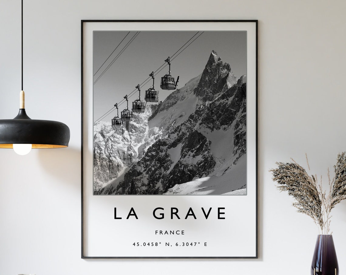 Skiing Travel Poster La Grave France Ski Print France Travel Print Skiing Wall Art Skiing Print Winter Sport Art Ski Gift A1a2a3a4