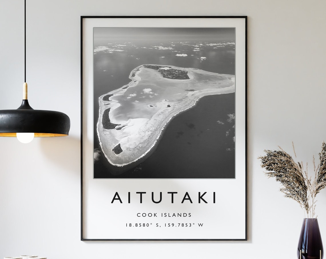 Aitutaki Travel Poster, Cook Islands Beach Art