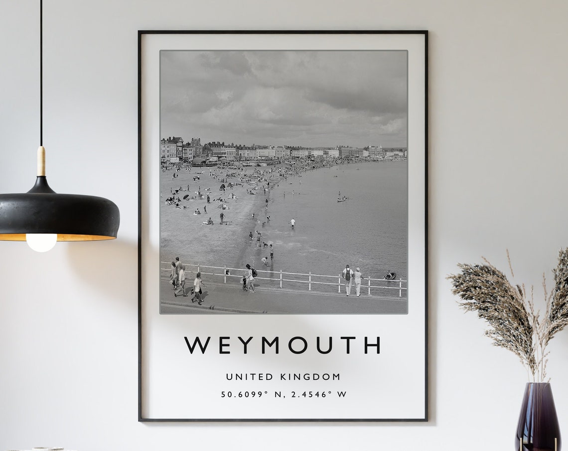 Weymouth Travel Print Weymouth Travel Poster English Coast City Travel Print Travel Art Travel Poster Black And White Gift A2a3a4