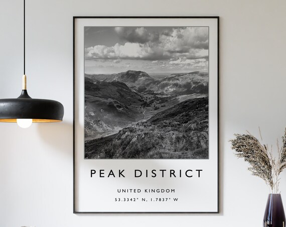 Peak District Travel Poster, England Travel Art