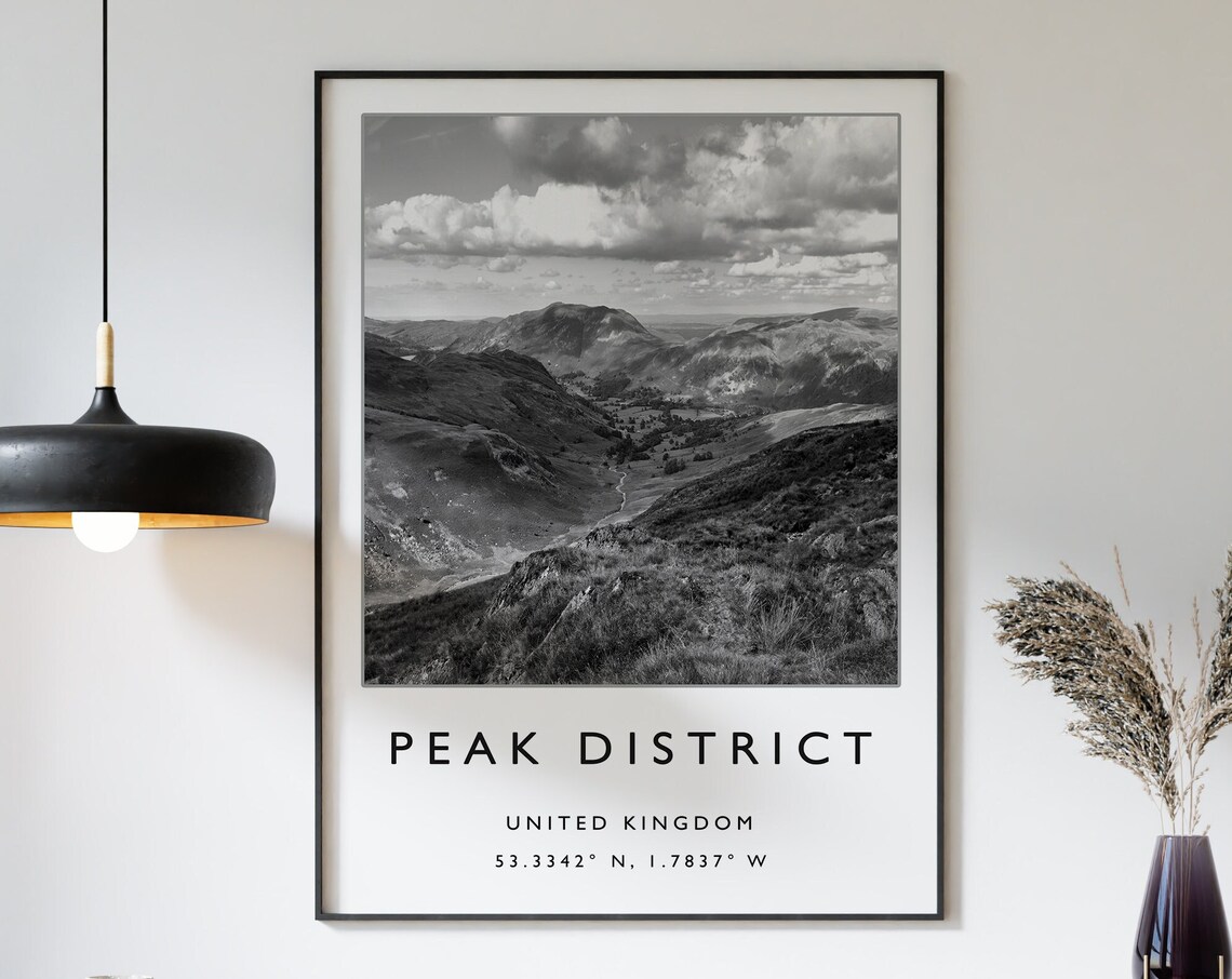 Peak District Travel Poster, England Travel Art