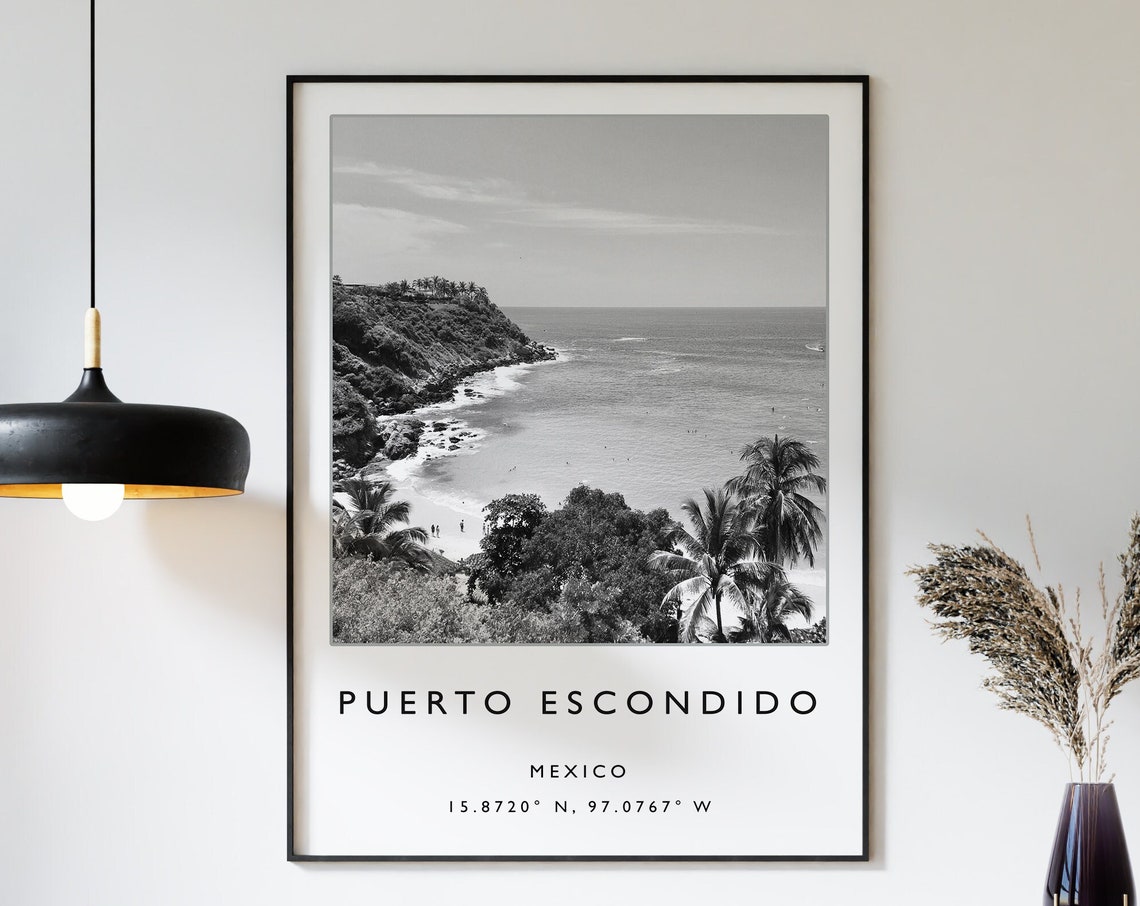 Puerto Escondido Travel Print Puerto Escondido Travel Poster Mexico Travel Print Caribbean Beach Travel Poster Sea Travel Art Gift