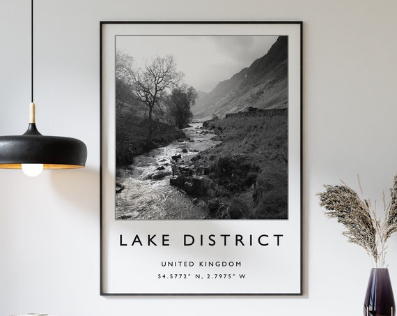 Lake District Travel Print Lake District England Travel Poster Uk Travel Print Travel Art Travel Poster Black And White Gift A2a3a4