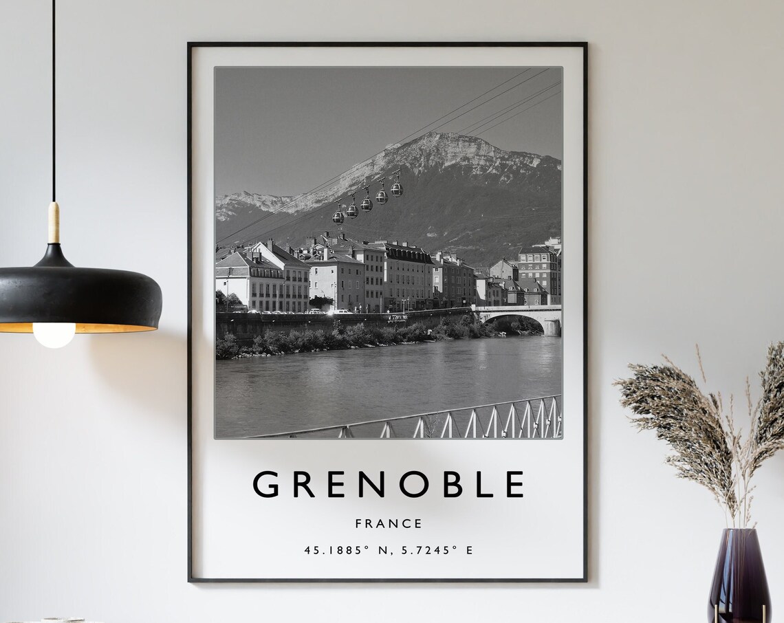 Grenoble Poster Grenoble Travel Print France Travel Poster Travel Decor Minimalist Travel Poster Black And White Gift A1a2a3a4